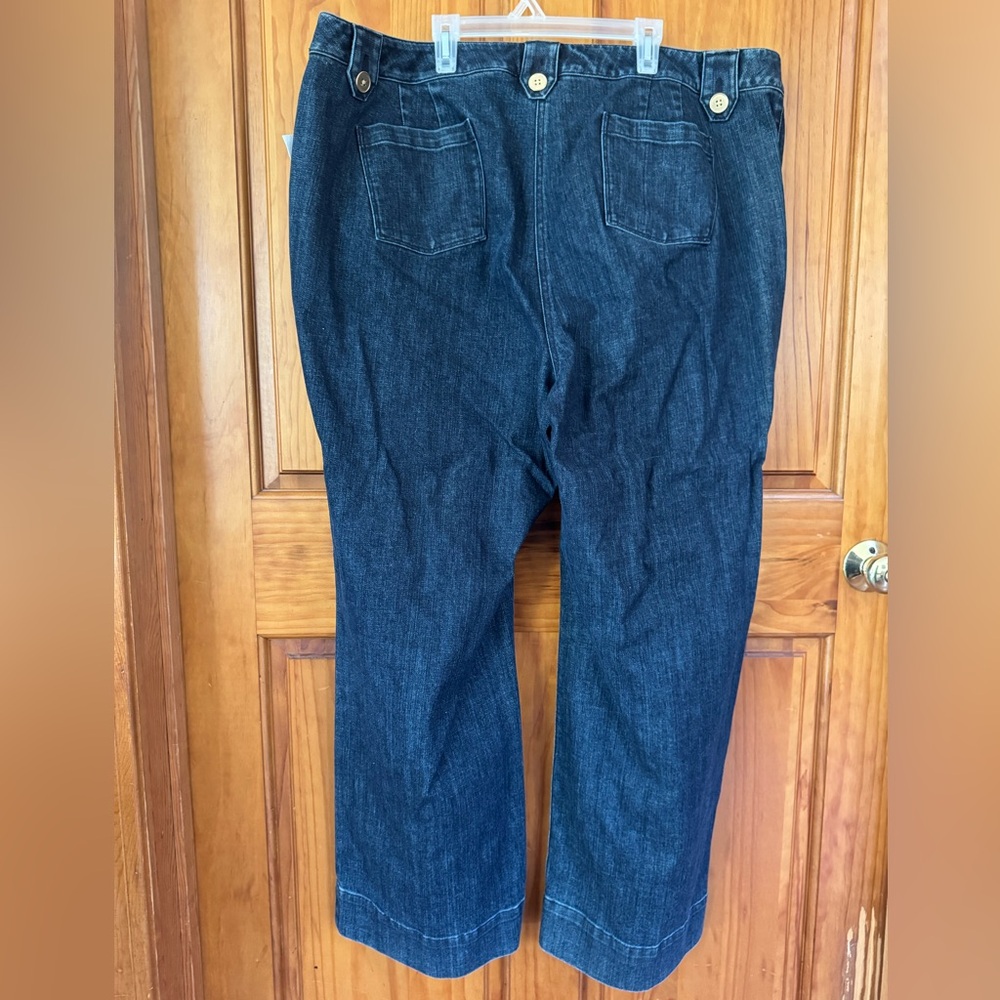 Talbots Indigo Denim Jeans with Gold Button Accents, Size 20W - Picture 5 of 8